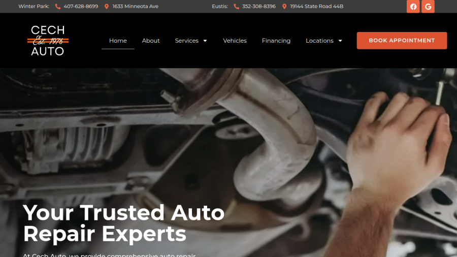 Screenshot of the Cech Auto website
