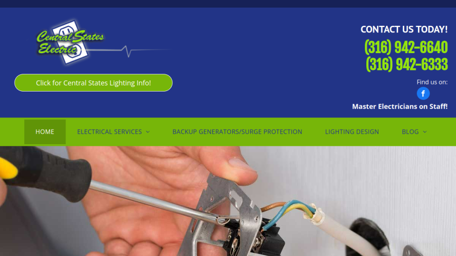 Screenshot of the Central States Electric website