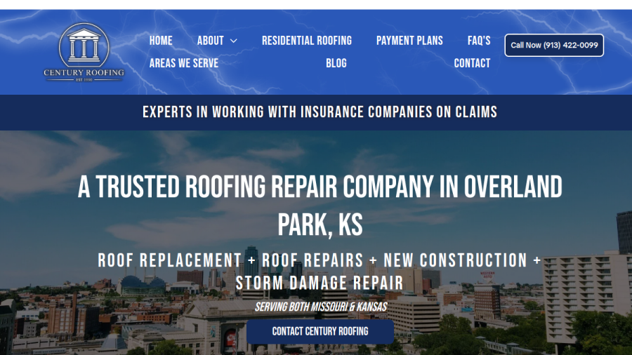 Century Roofing website screenshot