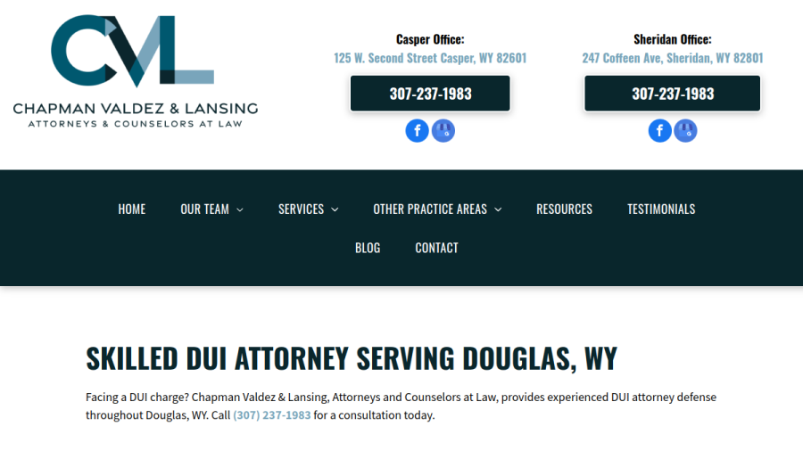 Chapman Valdez & Lansing Attorneys and Counselors at Law website
