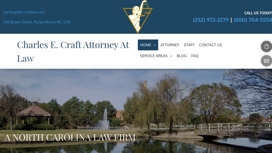 Screenshot of the Charles E. Craft, Attorney at Law website