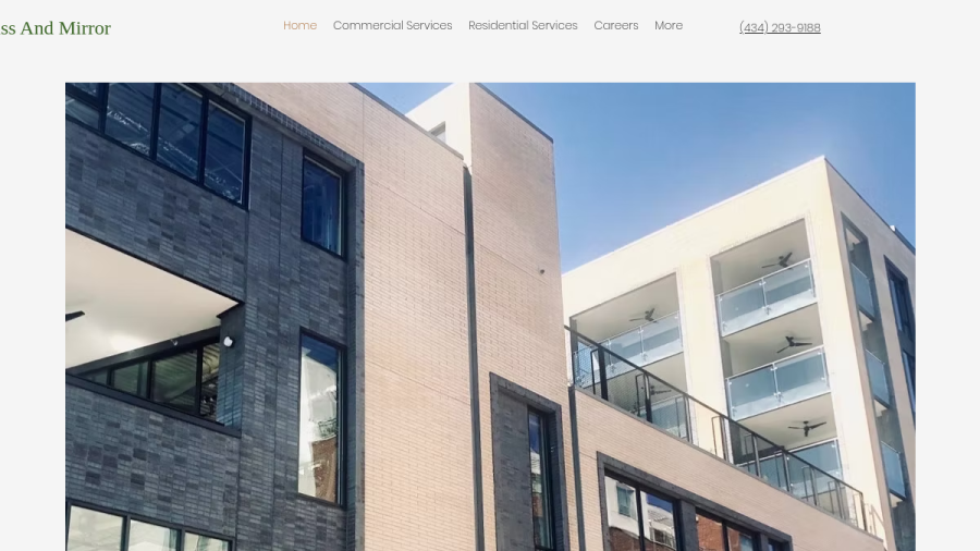Screenshot of the Charlottesville Glass & Mirror website