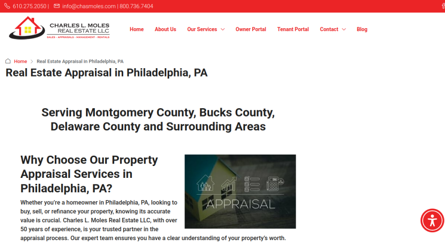 Screenshot of the Charles L Moles Real Estate website