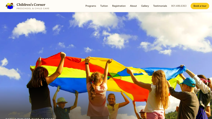 Screenshot of Children's Corner Preschool & Child Care website