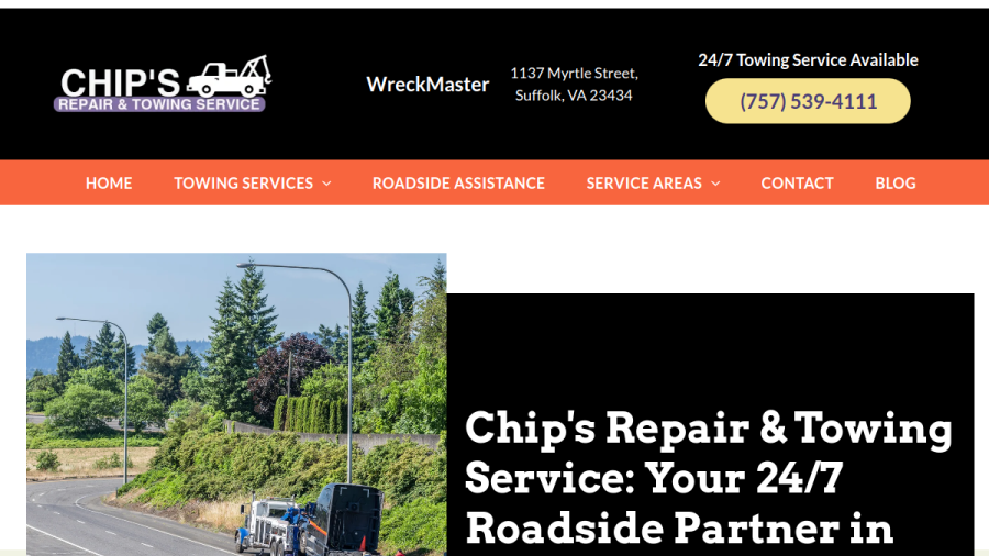 Chip's Repair and Towing Service website