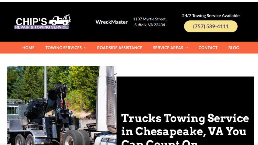 Chip's Repair and Towing Service website