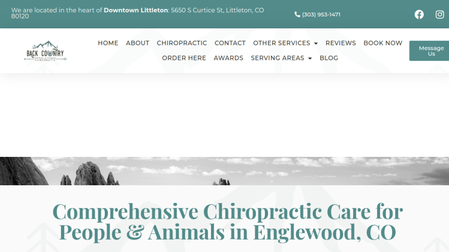 Screenshot of the Back Country Animal and Human Chiropractic website