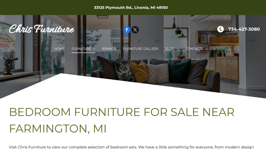 Screenshot of the Chris Furniture website