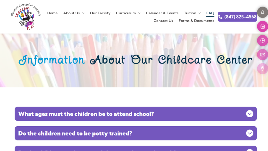 Screenshot of the Christie's Carousel of Learning website