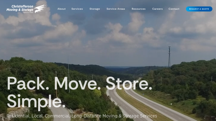 Screenshot of the Christofferson Moving & Storage website