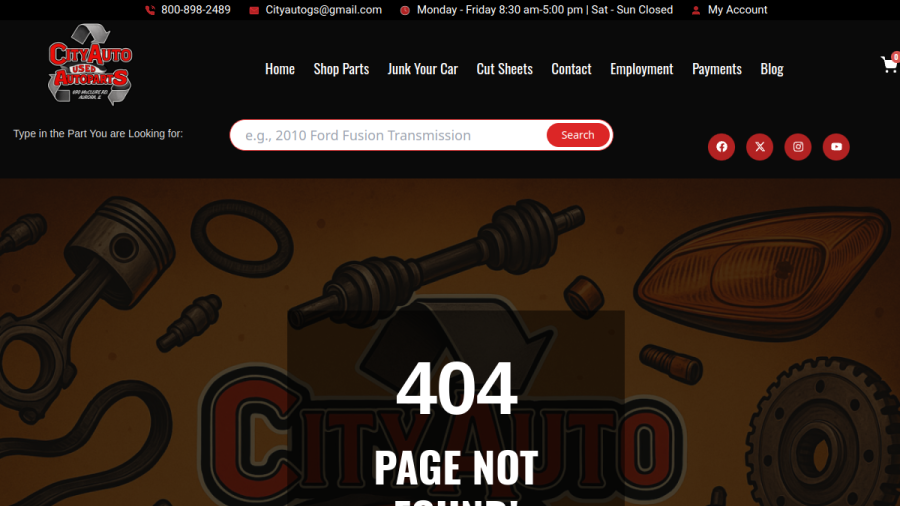 City Auto Wreckers website
