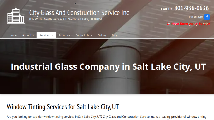 Screenshot of the City Glass And Construction Service Inc website