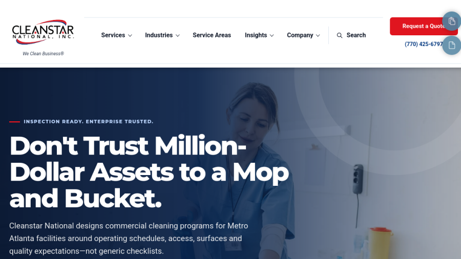 Screenshot of the Cleanstar National Inc website