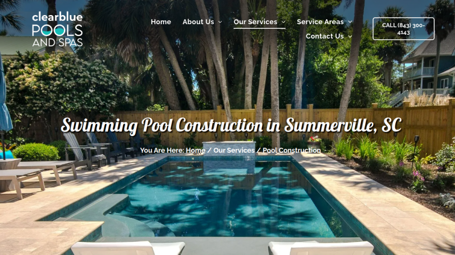 Clear Blue Pools and Spas website