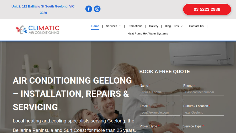 Climatic Air Conditioning Aust website