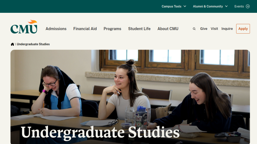 Screenshot of the Canadian Mennonite University website