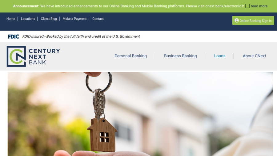 Century Next Bank website