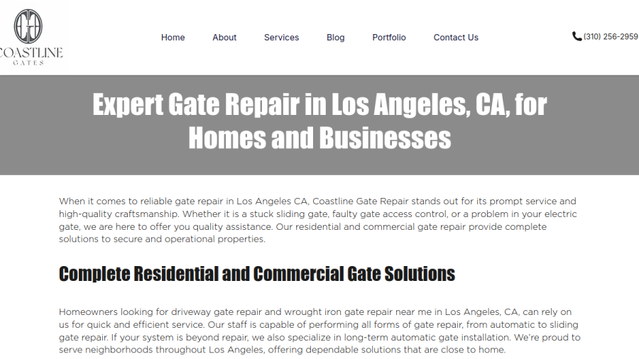 Coastline Gate Repair website