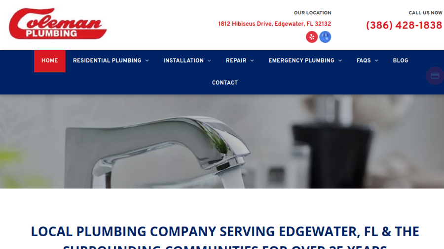 Screenshot of Coleman Plumbing website