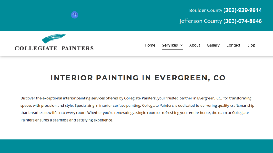 Screenshot of the Collegiate Painters website