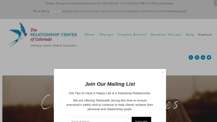The Relationship Center of Colorado website screenshot