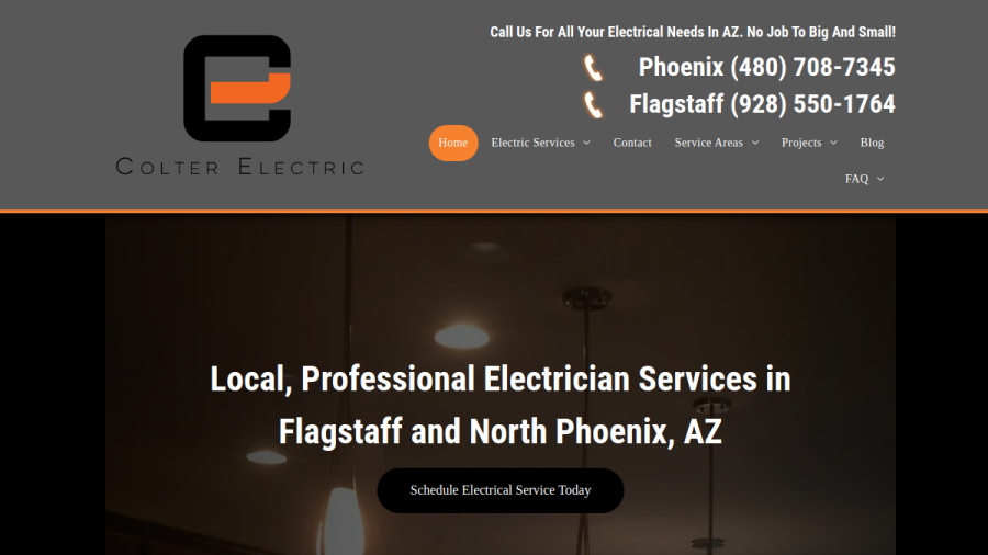 Screenshot of the Colter Electric website