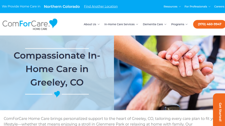 Screenshot of ComForCare Home Care - Northern Colorado website