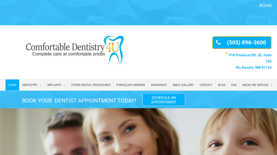 Screenshot of the Comfortable Dentistry 4U website