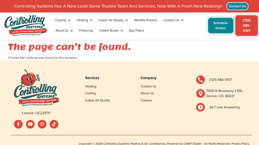 Website screenshot of Controlling Systems