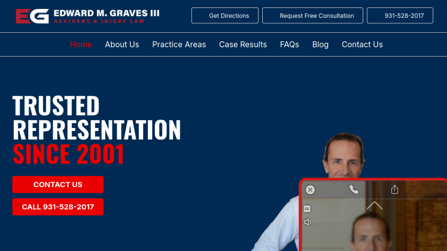 Screenshot of the Edward M. Graves III, Accident and Injury Attorney website
