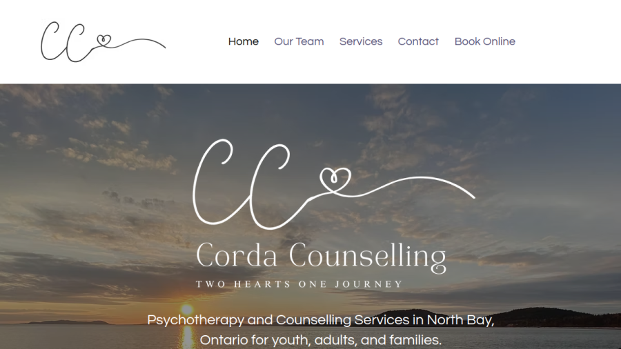 Screenshot of the Corda Counselling website