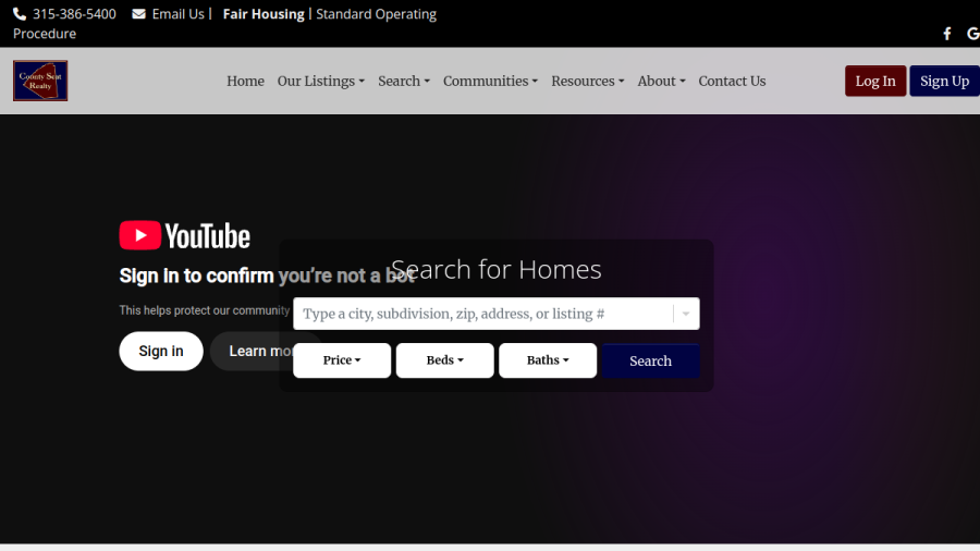 Screenshot of the County Seat Realty website