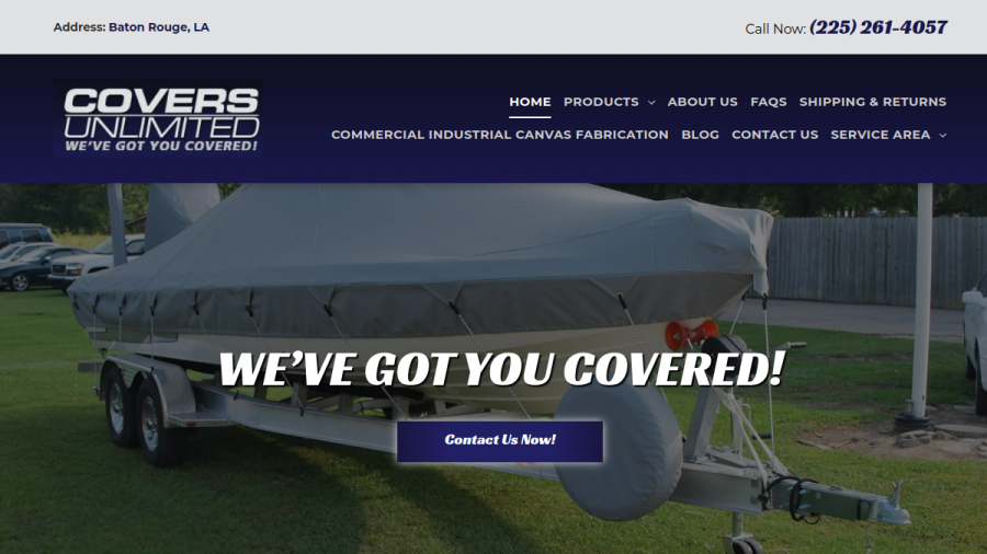 Screenshot of the Covers Unlimited, Inc. website