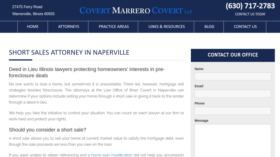 Screenshot of the Covert & Covert, LLP website