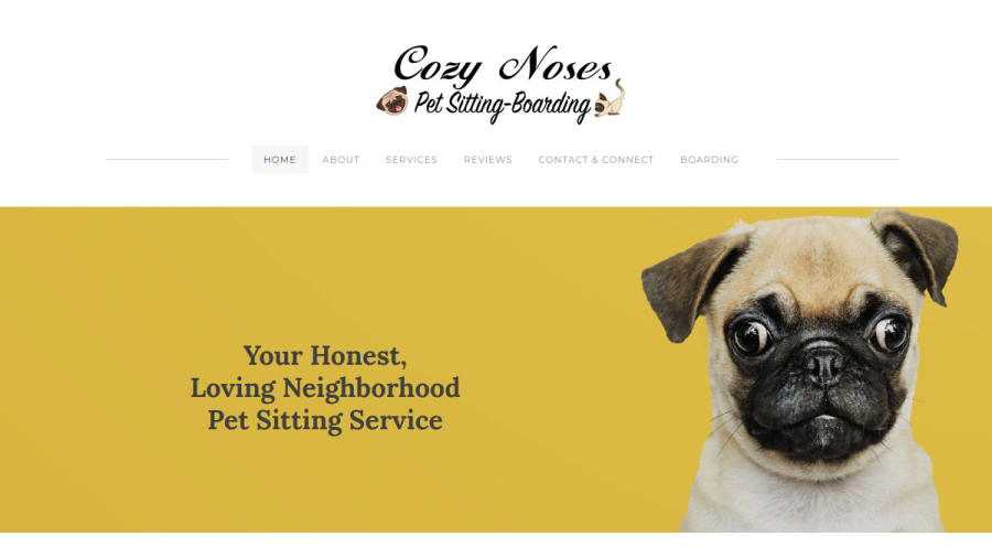 Cozy Noses Pet Sitting Service website