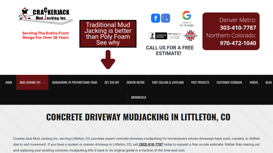 Crackerjack Mud Jacking Inc website