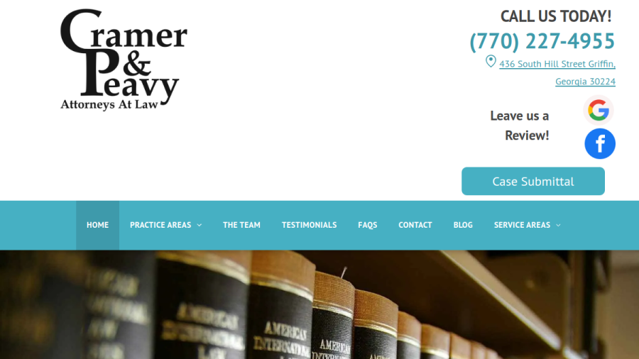 Cramer & Peavy Attorneys at Law website screenshot