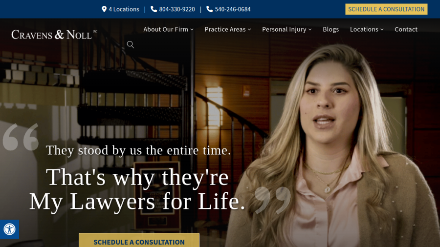 Screenshot of the Cravens & Noll PC website