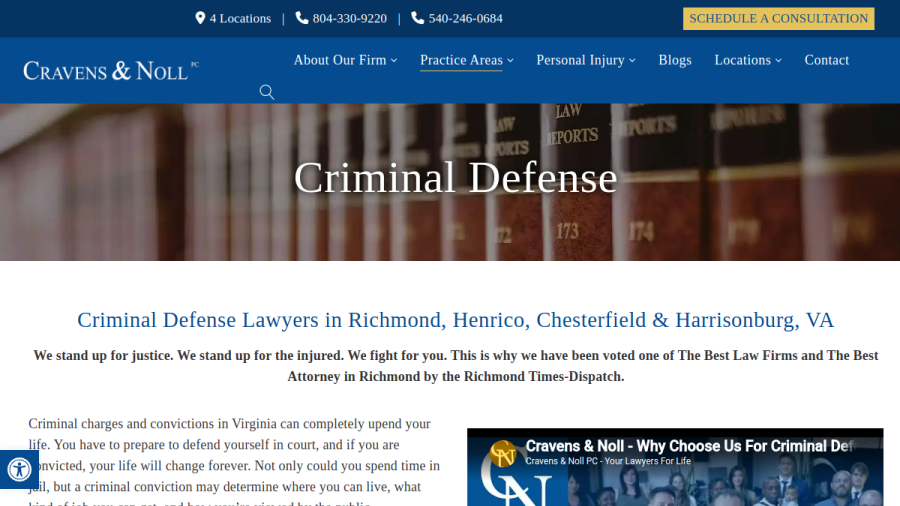 Website screenshot of Cravens & Noll PC