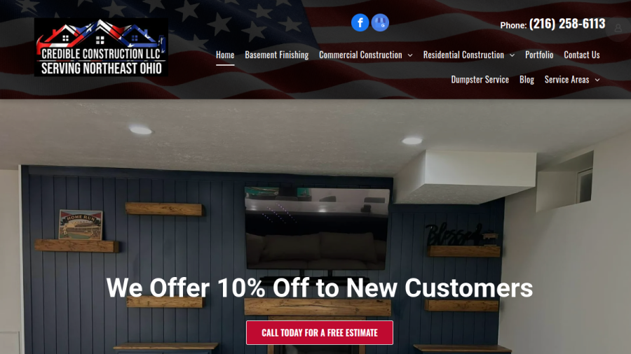 Screenshot of the Credible Construction LLC website