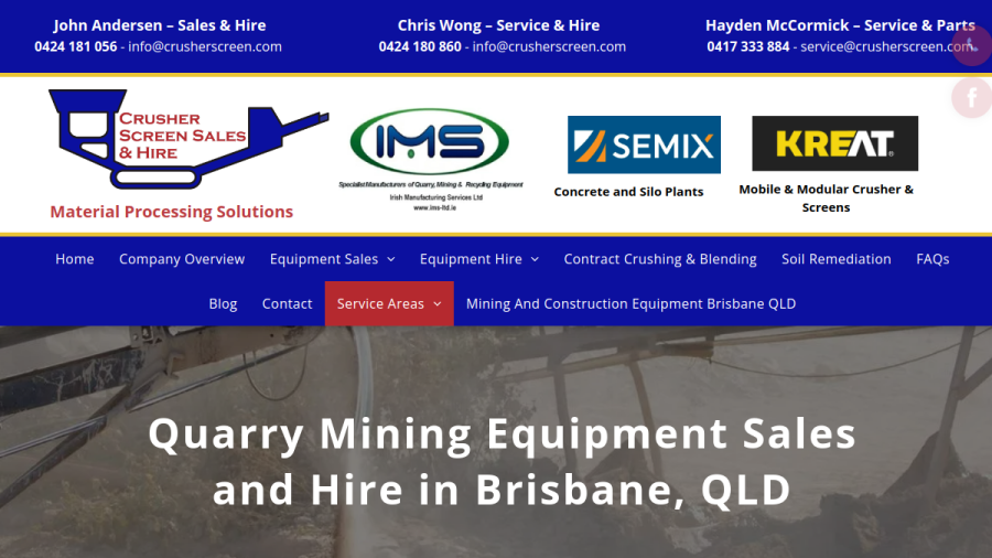 Crusher Screen Sales and Hire website