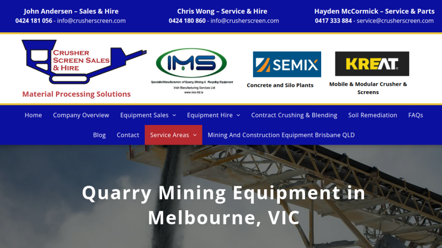 Crusher Screen Sales and Hire website