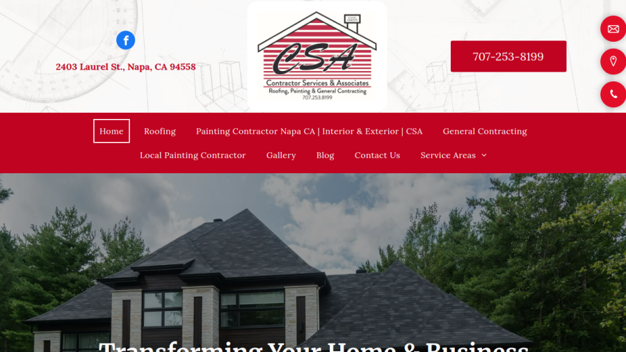 Screenshot of the CSA Roofing, Painting, General Contracting website
