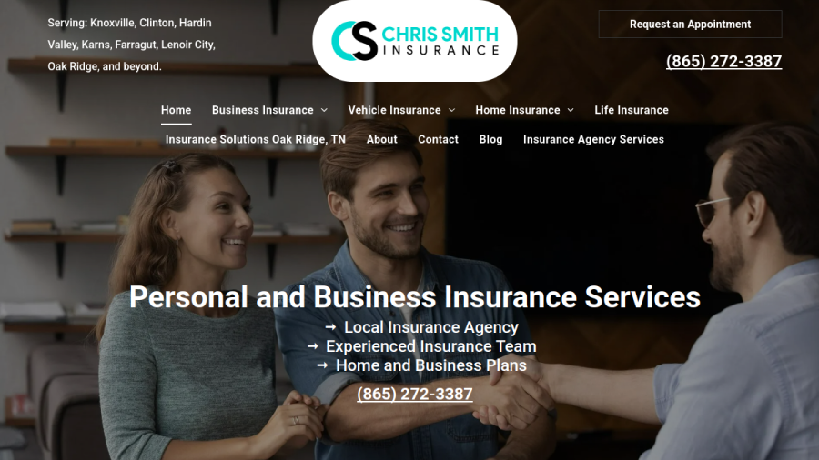 Screenshot of the Farmers Insurance- Christopher Smith Agency website