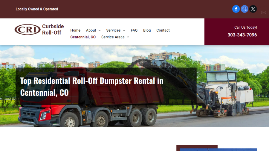Screenshot of the Curbside Roll-Off website