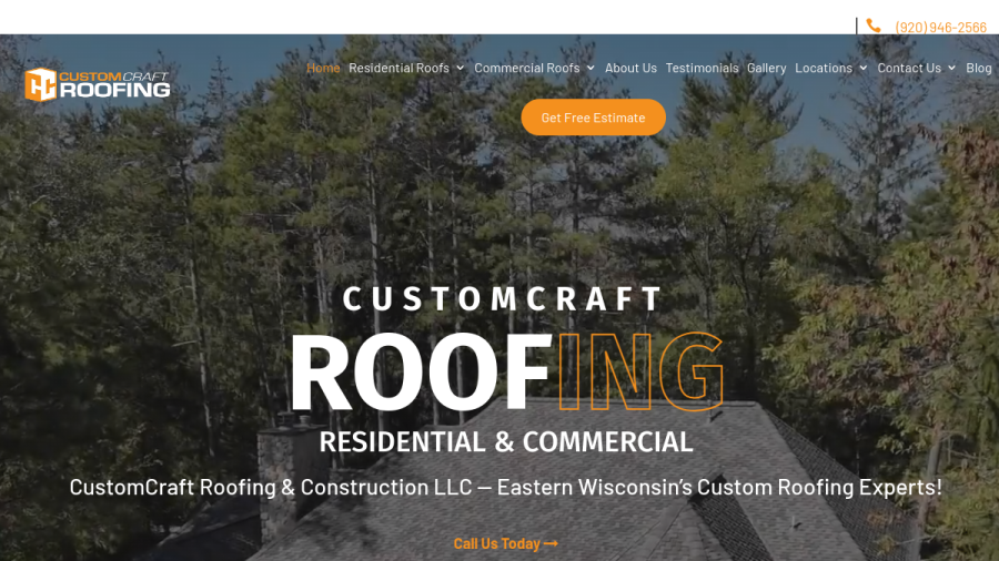 Screenshot of CustomCraft Roofing & Construction, LLC website