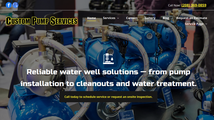 Custom Pump Services website screenshot