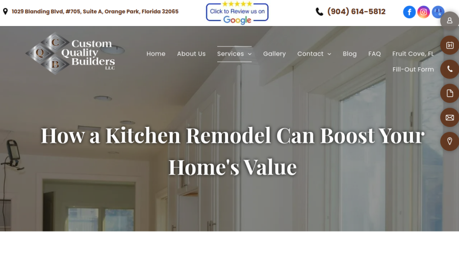 Screenshot of the Custom Quality Builders LLC website