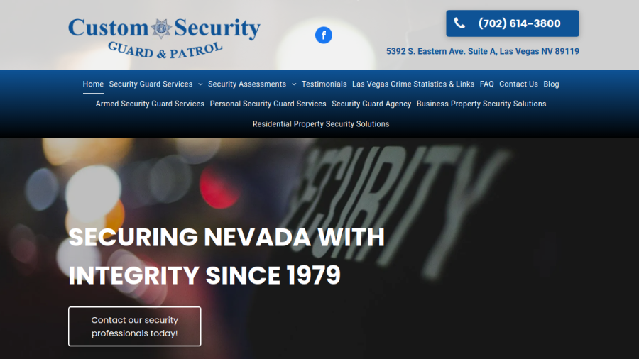 Custom Security Guard & Patrol LLC website screenshot
