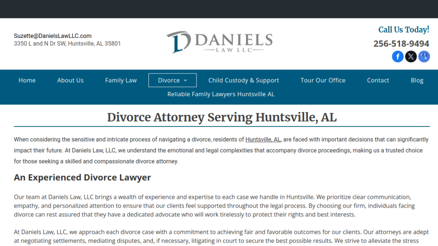 Screenshot of the Daniels Law LLC website